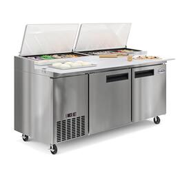 Koolmore - 71 in. Two Door Commercial Pizza Prep Refrigerator in Stainless-Steel (KM-RPPS-2DSS) - Stainless Steel