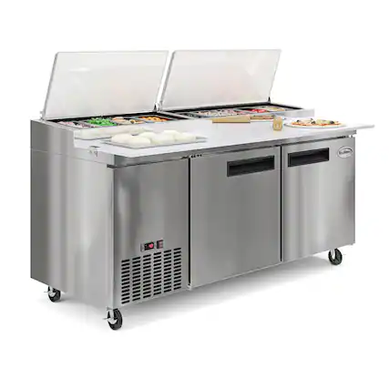Front. Koolmore - 71 in. Two Door Commercial Pizza Prep Refrigerator in Stainless-Steel (KM-RPPS-2DSS) - Stainless-Steel.