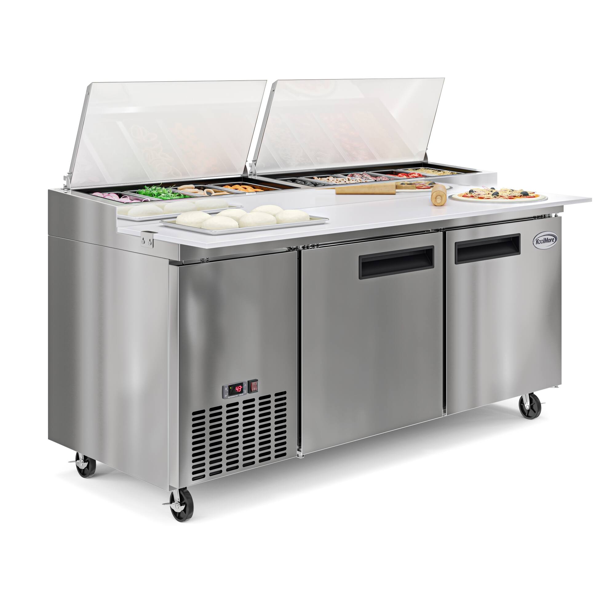 Front. Koolmore - 71 in. Two Door Commercial Pizza Prep Refrigerator in Stainless-Steel (KM-RPPS-2DSS) - Stainless-Steel.