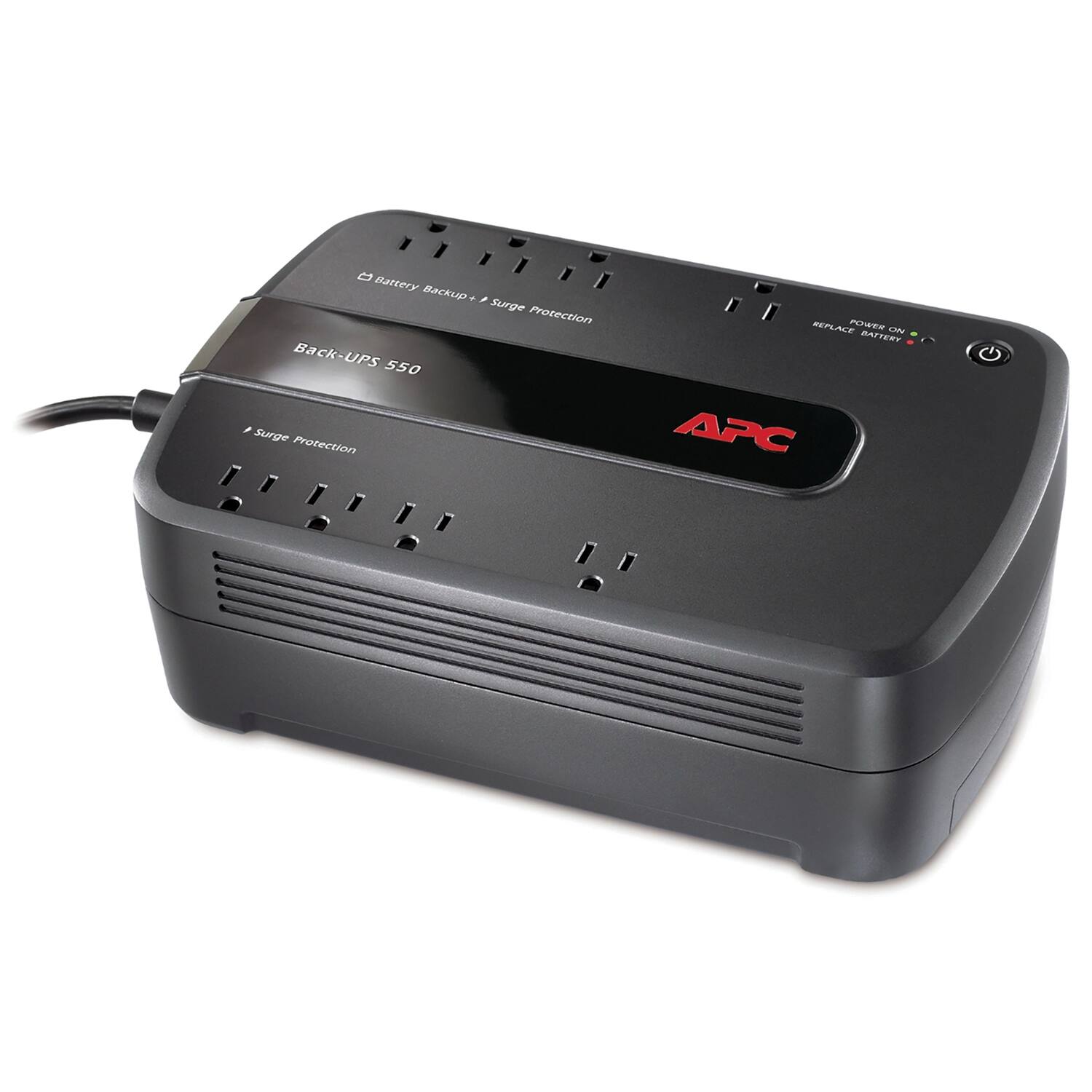 Battery Backup + Surge Protection  
Back-UPS 550  
Surge Protection  
APC  
POWER ON  
REPLACE BATTERY