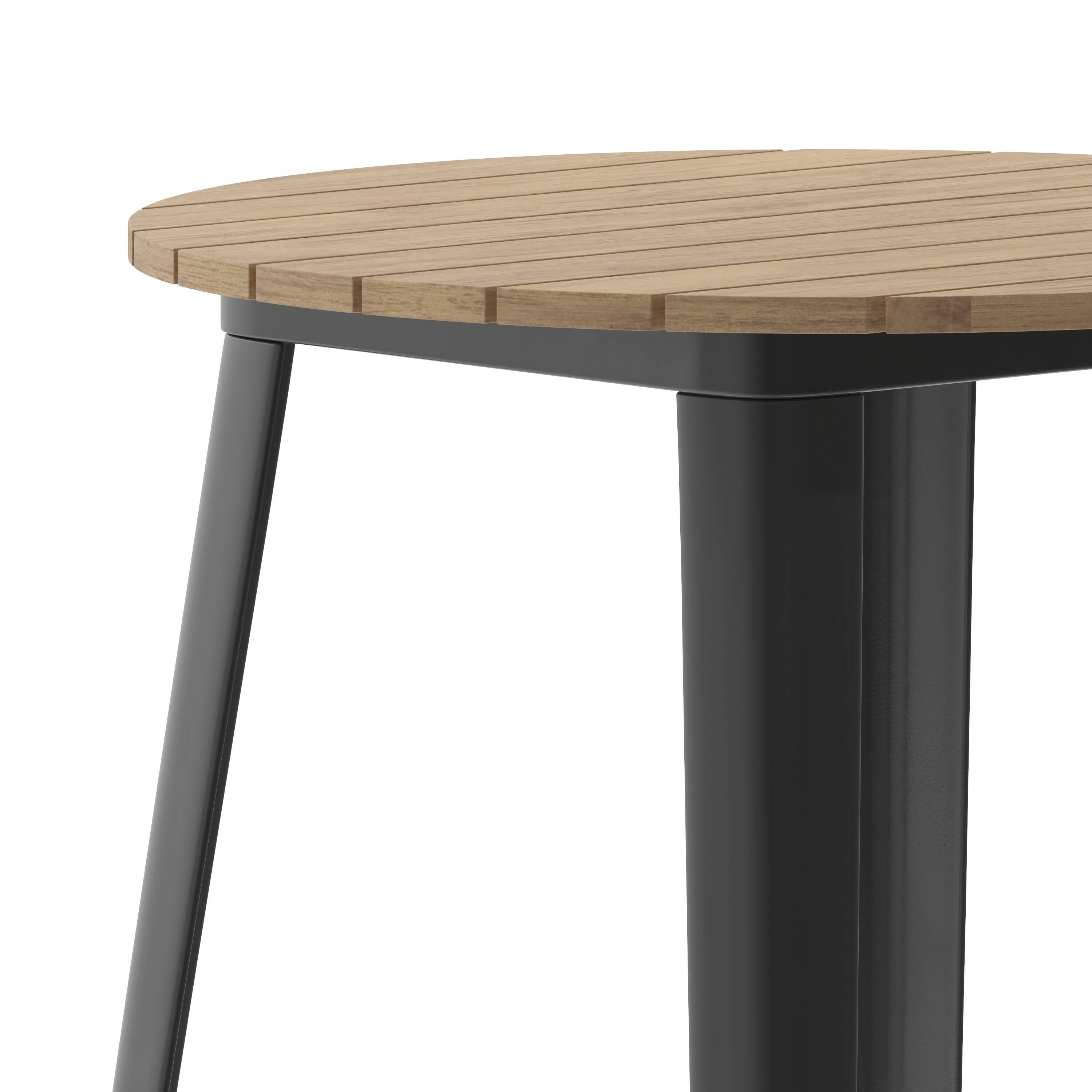 Alt View 9. Emma + Oliver - Drew Indoor/Outdoor Bar Top Table, 30" Round All Weather Poly Resin Top with Steel base - Brown Top/Black Frame.