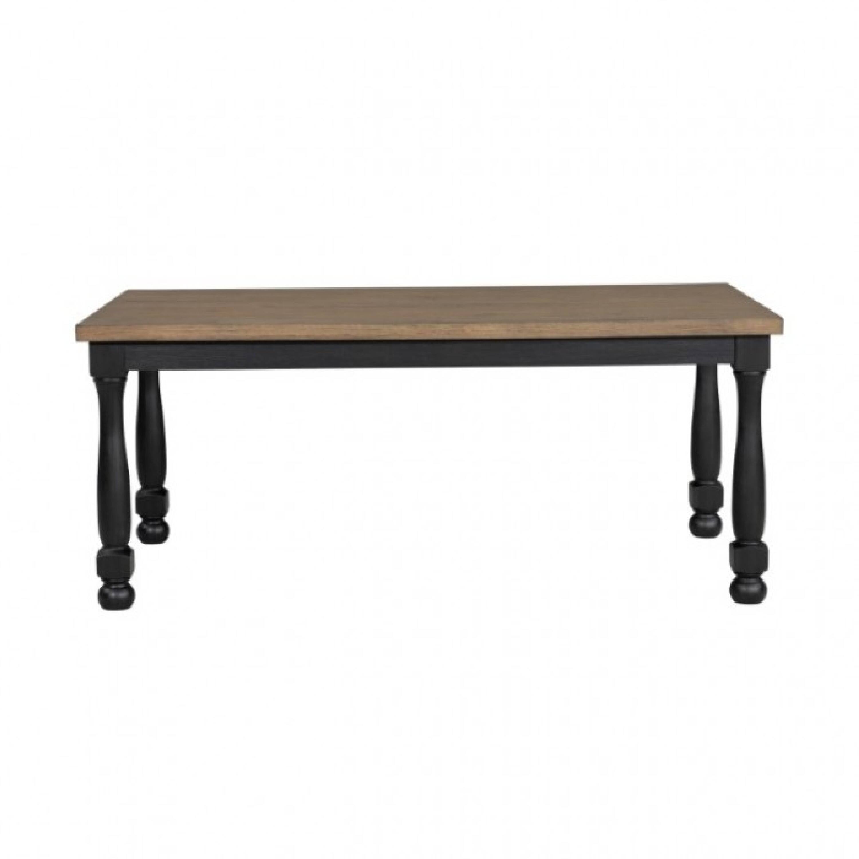 Alt View 1. Manhattan Lane - Ginie Dining Table, Farmhouse Legs, Rectangular Oak Black Wood 78 Inch - Black, Brown.