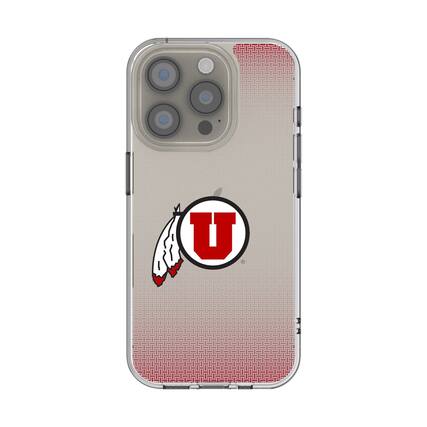 Front. Keyscaper - Utah Utes Linen Logo iPhone Clear Case - 15 - Multicolor.