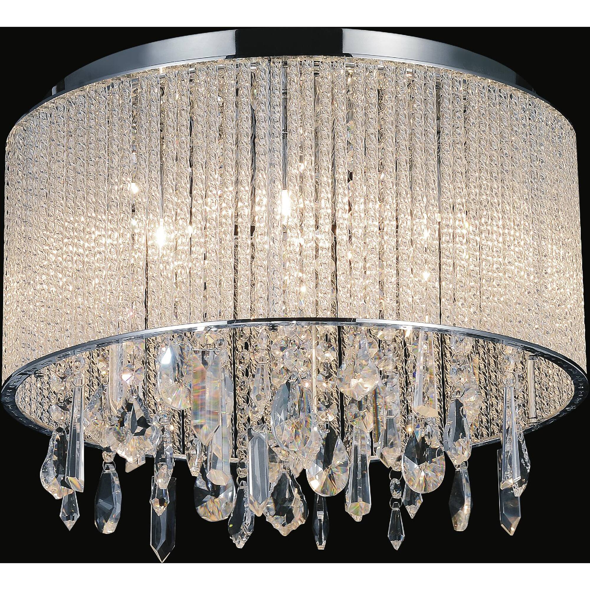 Angle. CWI Lighting - Benson 6 Light Drum Shade Flush Mount With Chrome Finish - Chrome.