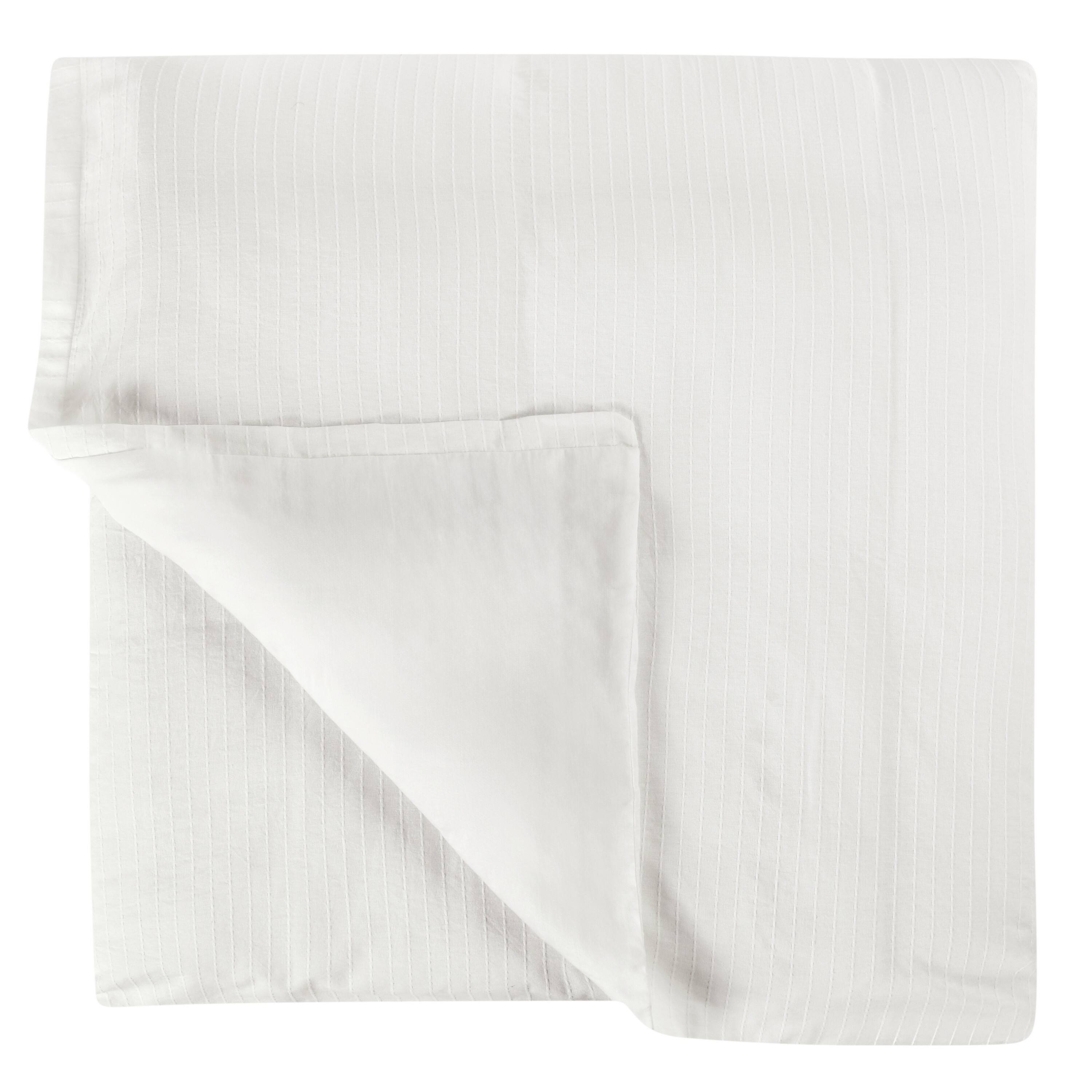 Front. Manhattan Lane - Zoni Queen Size Duvet Cover, Woven Stitch Design, Premium  Cotton - White.
