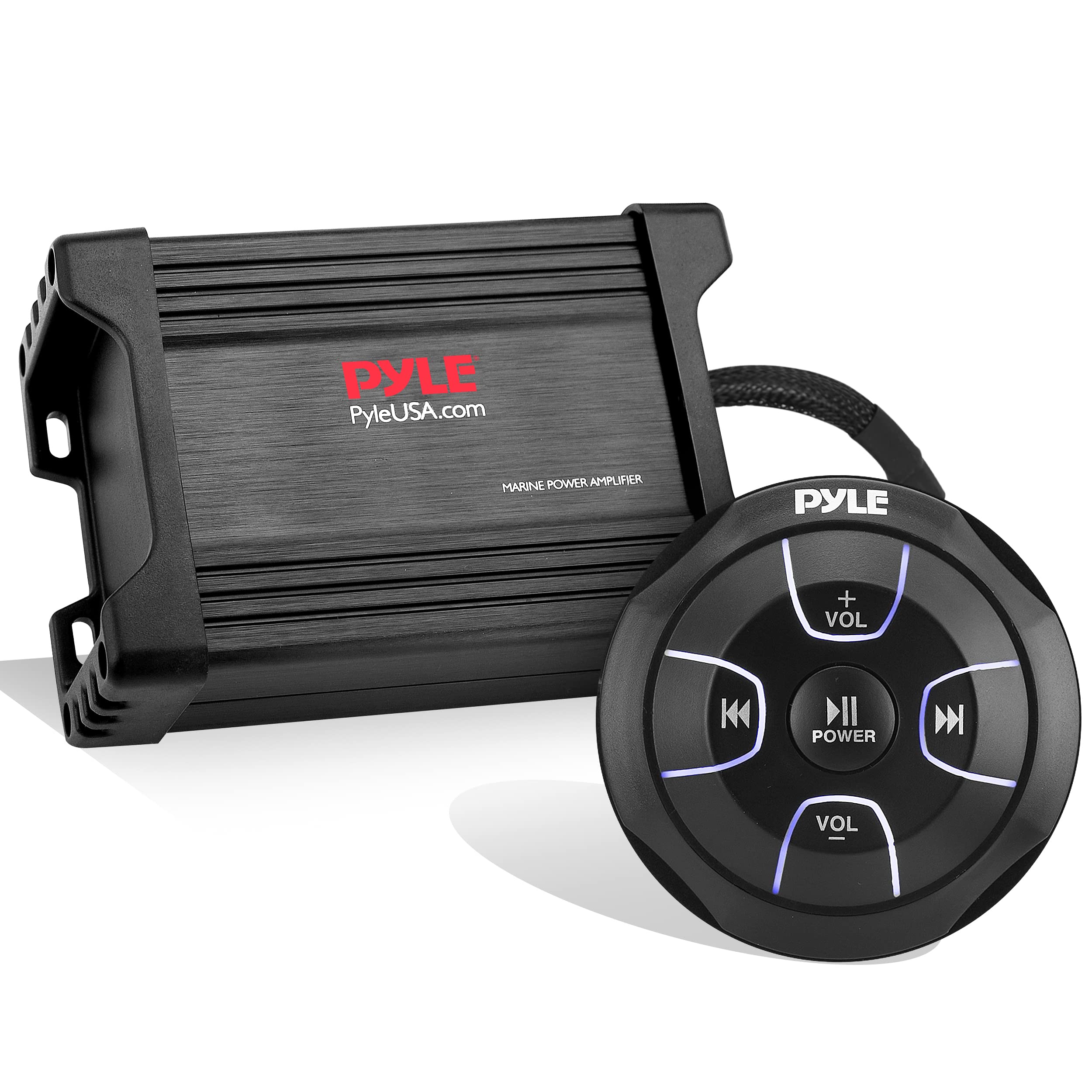 PYLE  
PyleUSA.com  
MARINE POWER AMPLIFIER  

PYLE  
VOL +  
VOL -  
POWER  
PLAY  
PAUSE  
SKIP