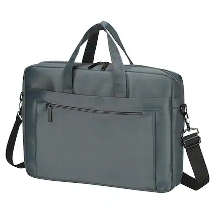 Front. Unique Bargains - 15" Laptop Briefcase Bag, Oxford, Removable Adjustable Shoulder Strap, Business Travel - Grey.