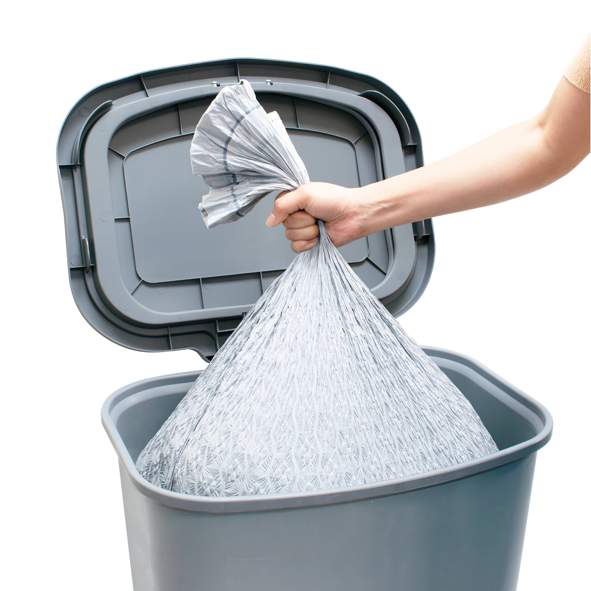 Alt View 8. Glad - Glad Kitchen Trash Can with Lid, Foot Pedal and Garbage Bag Rings, 20 Gal, Grey - GREY.