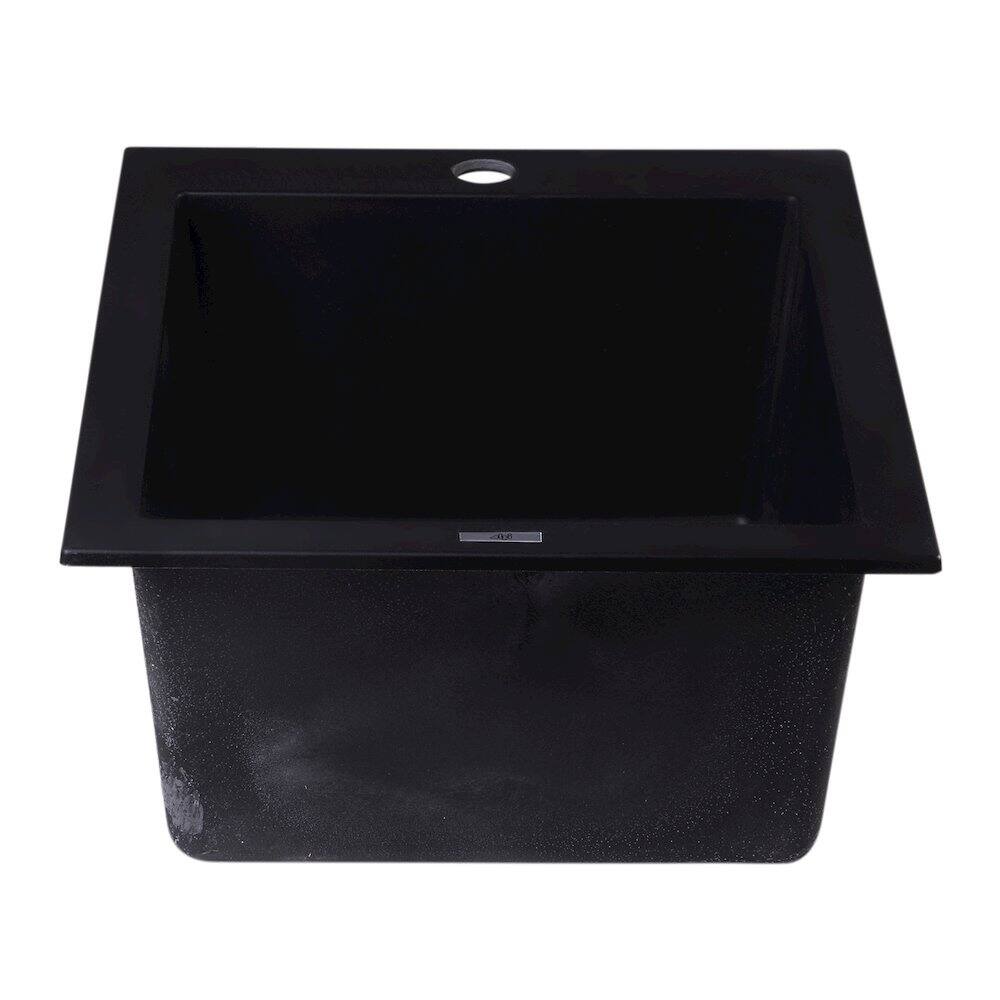 Alt View 5. Alfi - ALFI brand Black 17 Drop-In Rectangular Granite Composite Kitchen Prep Sink - Black.
