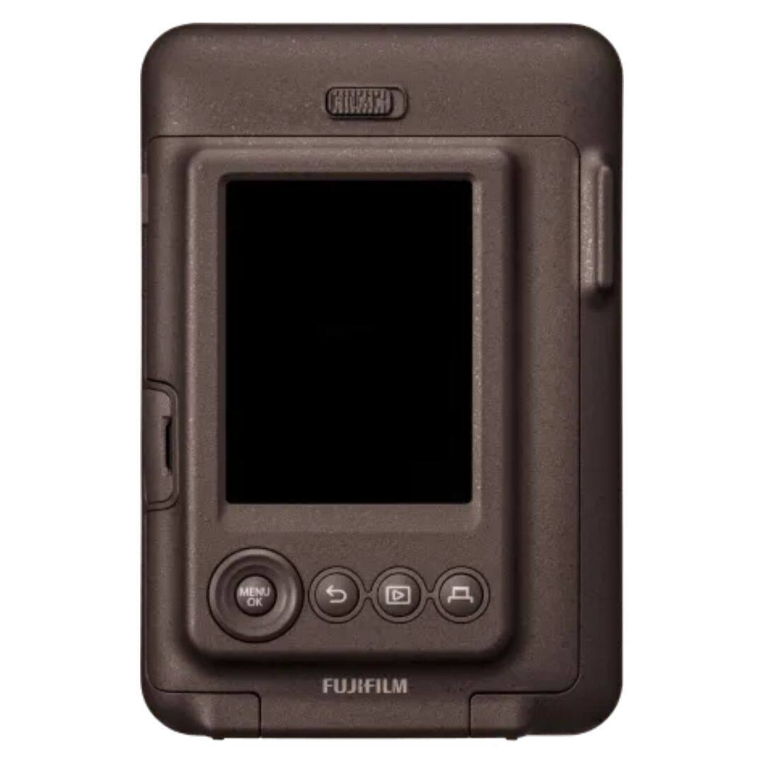 The text on the image can be grouped and corrected as follows:

- MENU OK
- FUJIFILM
- LM