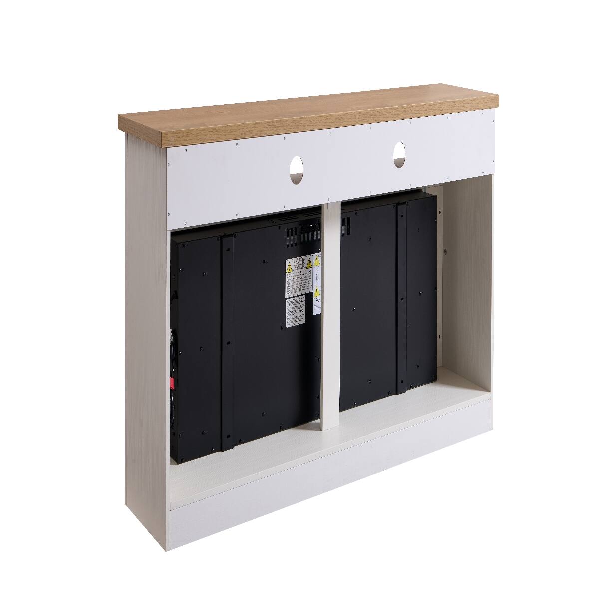 Alt View 7. Loheer - Loheer 70 inch fireplace tv stand with 60 inch smart electric fireplace, Cream White - Cream White.