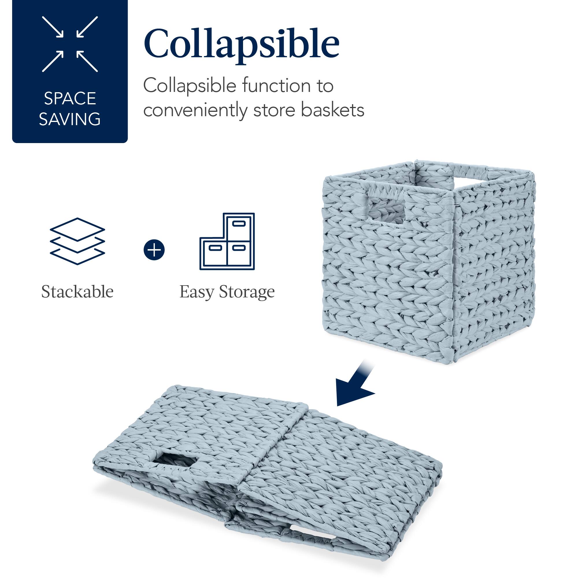 Collapsible  
Collapsible function to conveniently store baskets  

SPACE SAVING  

Stackable + Easy Storage