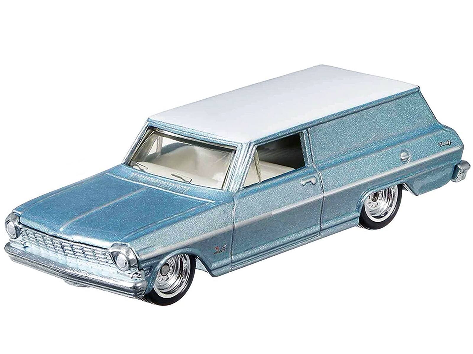 Alt View 1. Hot Wheels - 1964 Chevrolet Nova Panel Light Blue Metallic with White Top "Fast Wagons" Series Diecast Model Car by Hot Wheels.