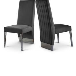 Meridian Furniture - Porsha Grey Velvet Dining Chair, Set of 2 - Gray