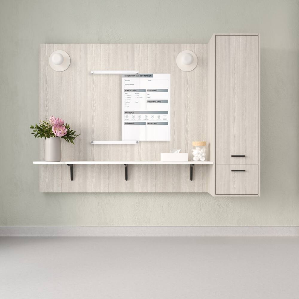 Alt View 1. Ghent - Ghent Graphics Slide Changeable Glassboard with Standoffs, Non-Magnetic, Patient Room Graphic, Vertical, 36"H x 24"W - Clear.