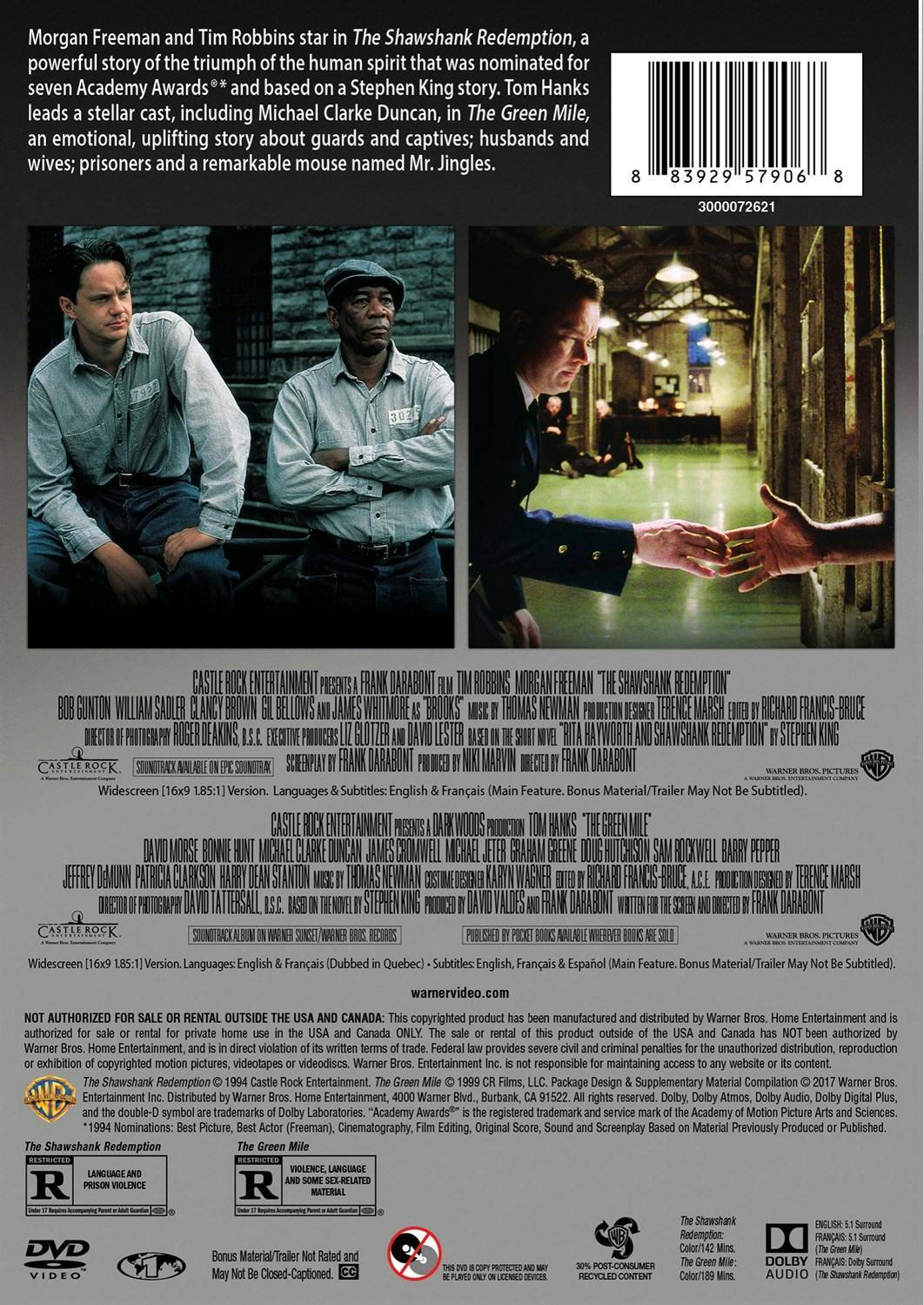 Back. The Shawshank Redemption/The Green Mile (DVD Double Feature) [DVD].
