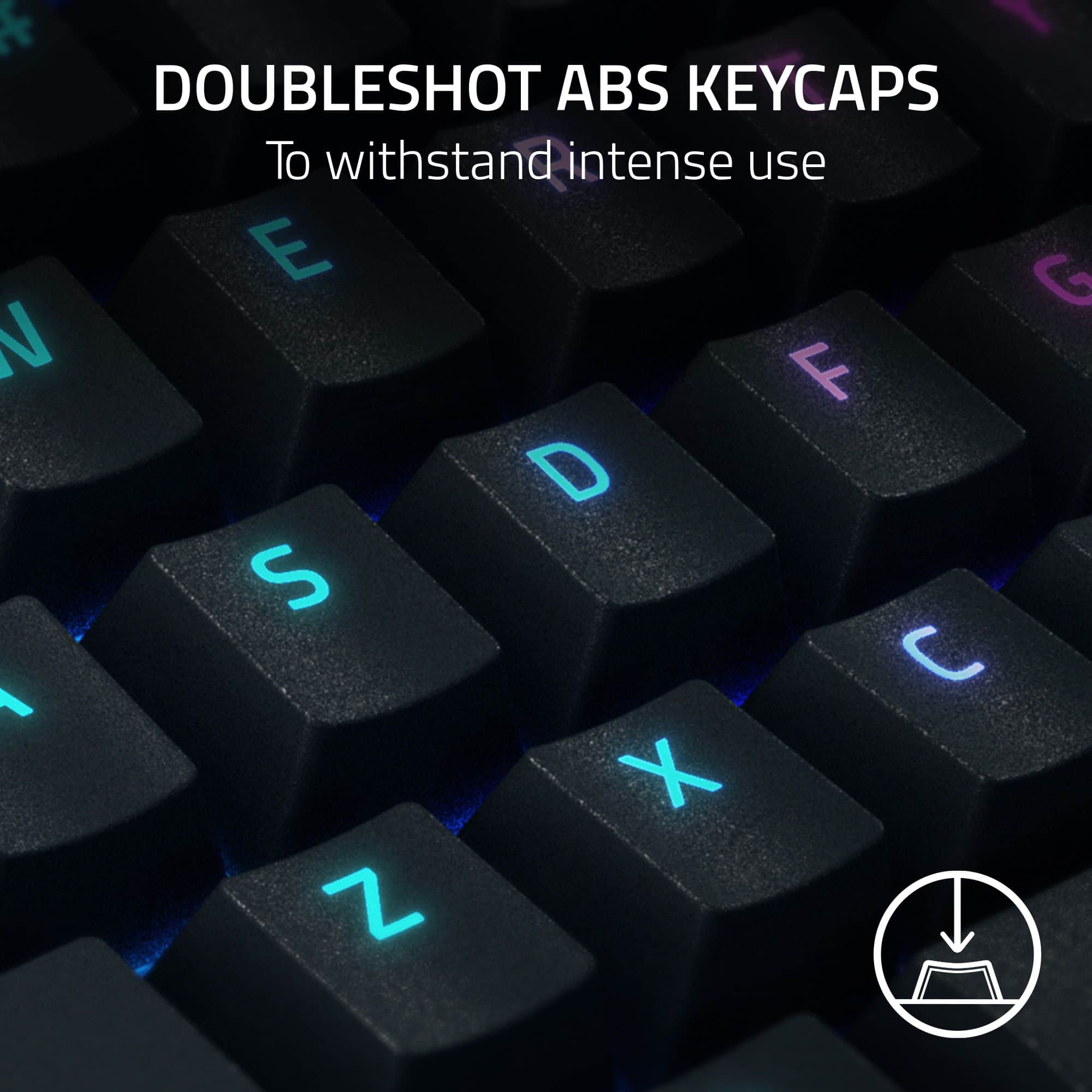 J. DOUBLESHOT ABS KEYCAPS: To withstand intense use.