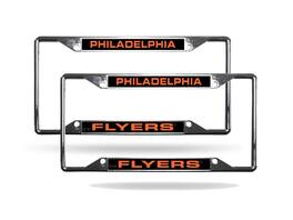 Rico Industries - Philadelphia Flyers NHL (Set of 2) All Corner EZ View Chrome Metal Laser Cut License Plate Frames - Multi
