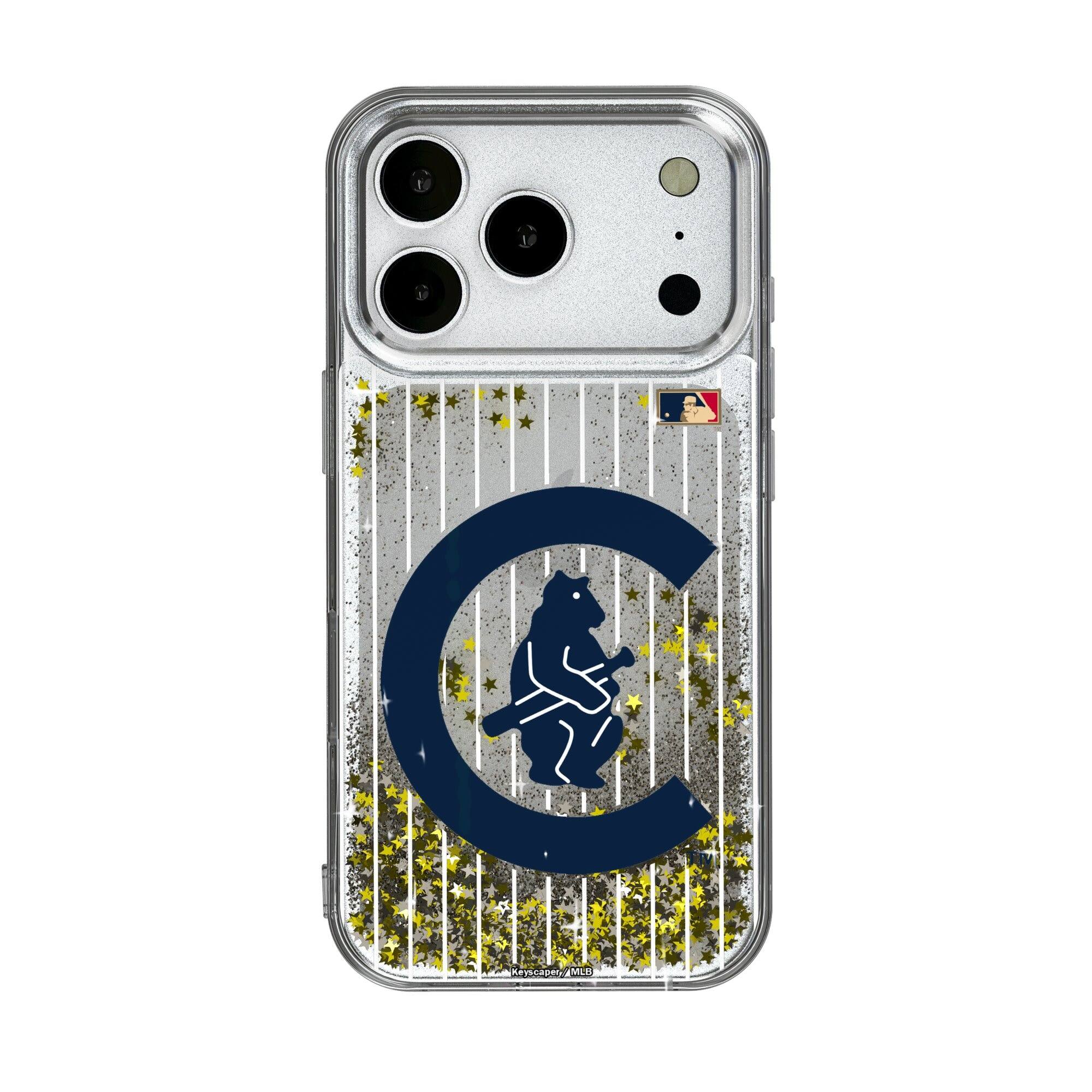 Front. Keyscaper - Chicago Cubs 1911-1912 Cooperstown Pinstripe iPhone Glitter Case - 13 Pro Max - Multicolor.