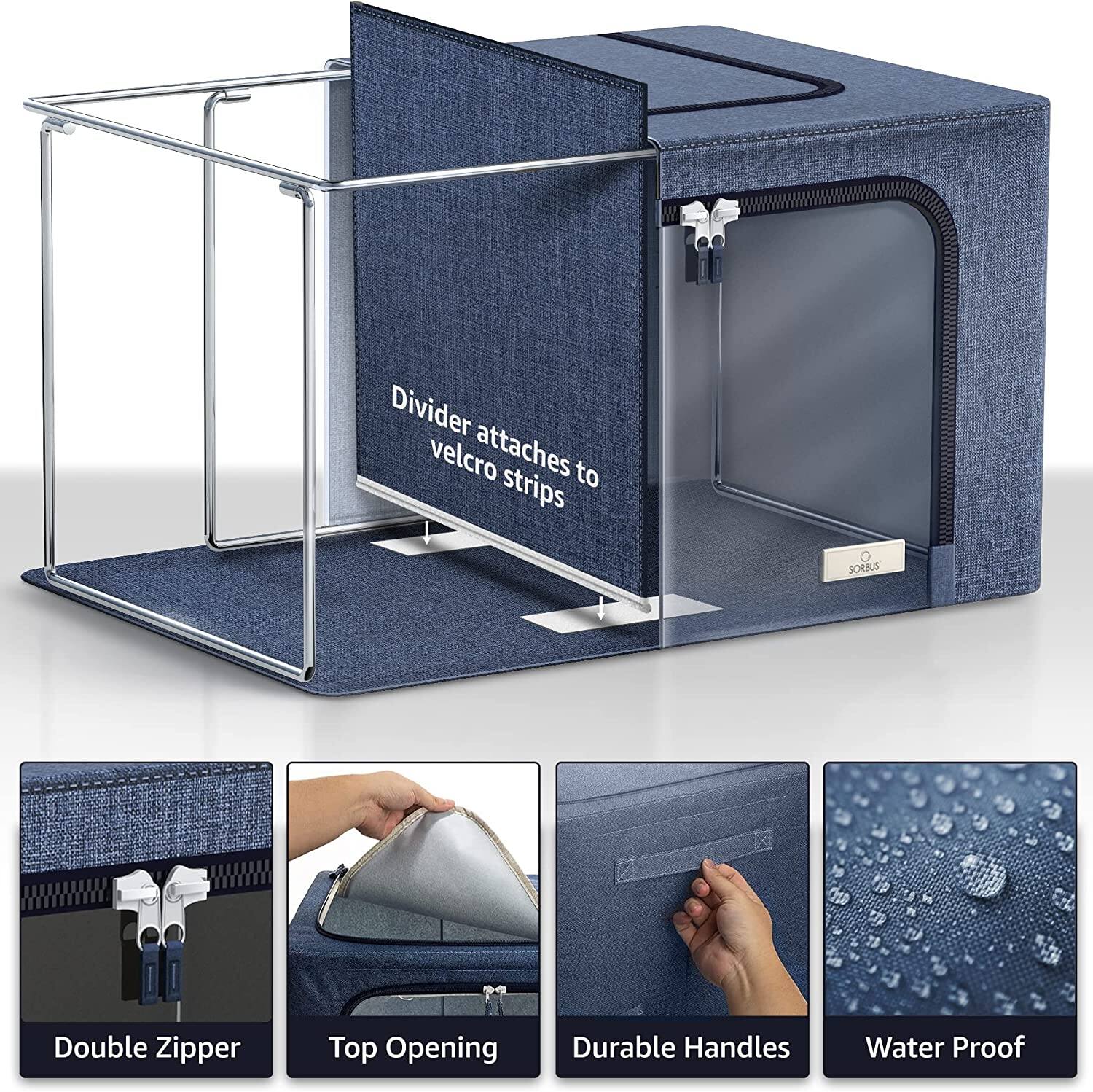 - Divider attaches to velcro strips
- Double Zipper
- Top Opening
- Durable Handles
- Water Proof