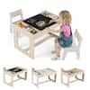 Front. Costway - Costway Multifunctional Kids Table & 2 Chairs Set with Removable Double-sized Tabletop - Natural + White.