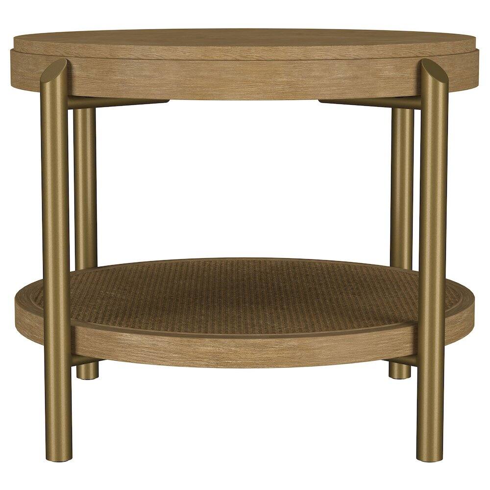 Alt View 2. Coaster Co. of America - Arini Round End Side Table With Storage Shelf Sand Wash - Yellow.