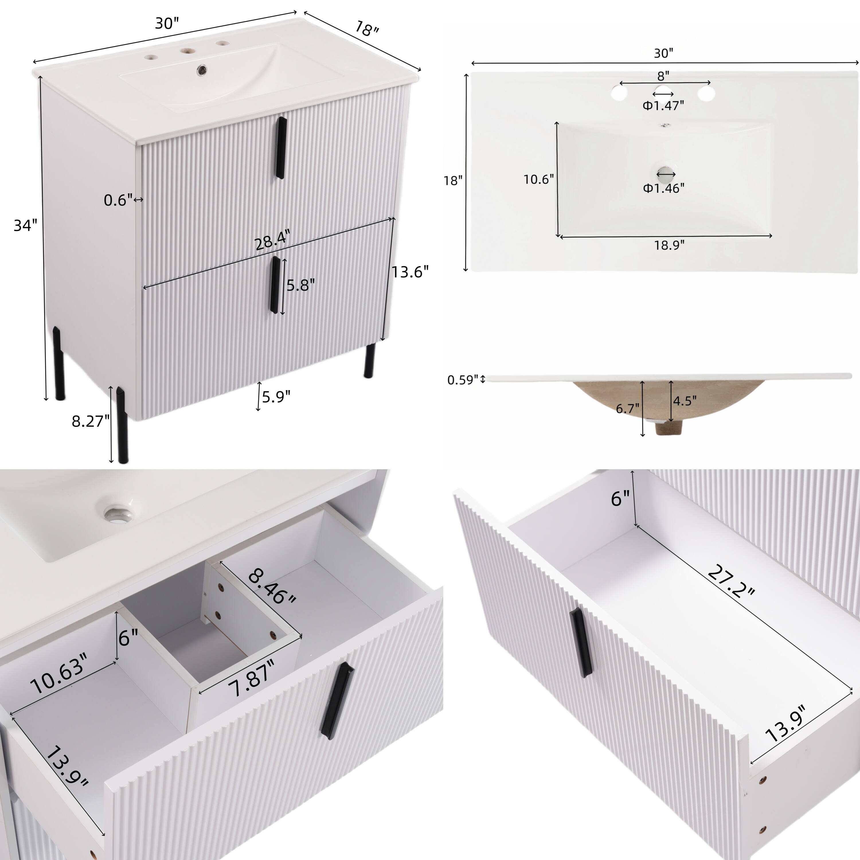 30" x 18"  
30" x 8"  
1.47"  
34" x 0.6"  
28.4" x 5.8"  
13.6" x 5.9"  
8.27" x 10.6"  
1.46"  
18.9" x 8.27"  
15.9" x 0.59"  
6.7" x 4.5"  
6" x 6"  
10.63" x 8.46"  
13.9" x 7.87"  
27.2" x 13.9"