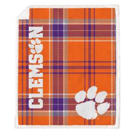 Pegasus - Clemson Tigers 50" x 60" Playmaker Plaid Ultra Cozy Sherpa Throw - Multicolor