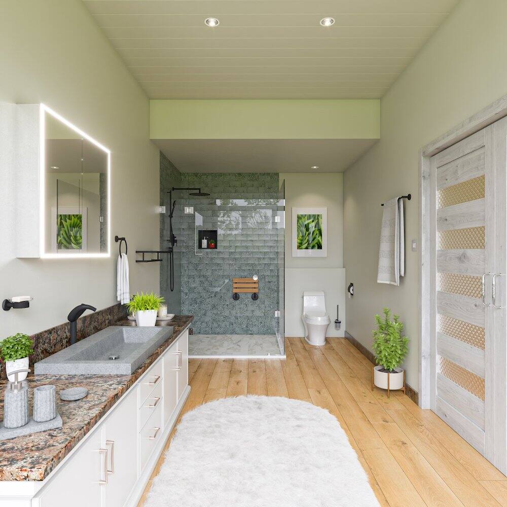 Back. Alfi - 40" Solid Concrete Gray Matte Trough Sink for the Bathroom - Gray.