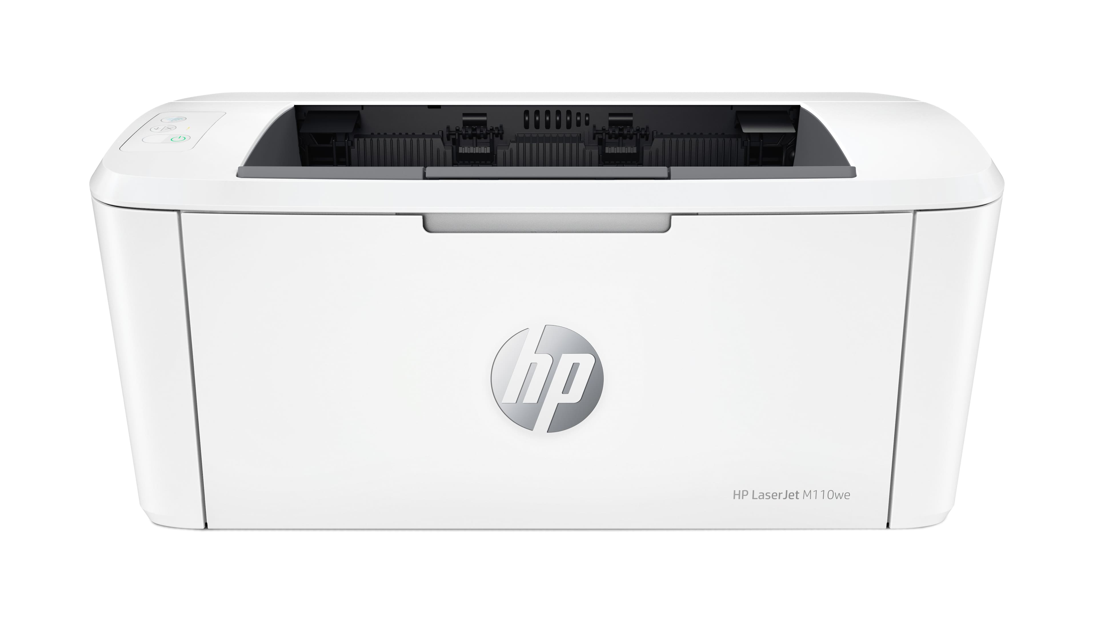 Front. HP - LaserJet M110we Wireless Black and White Laser Printer with 6 months of Instant Ink included with HP+ - White.