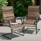 Front. Nuu Garden - Nuu Garden Patio Chair Set of 2, Comfortable Textilene Outdoor Dining Chairs - Brown.