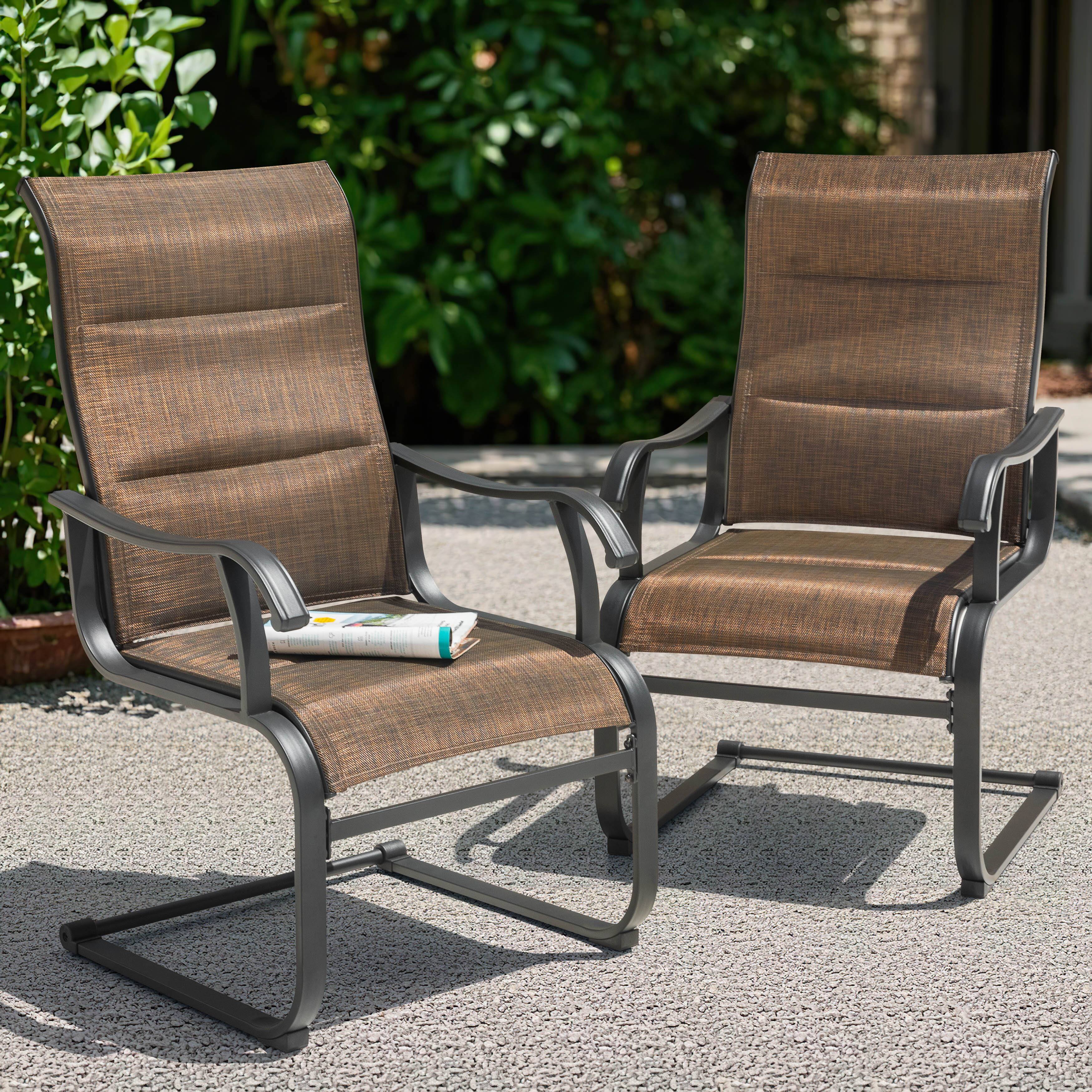 Front. Nuu Garden - Nuu Garden Patio Chair Set of 2, Comfortable Textilene Outdoor Dining Chairs - Brown.