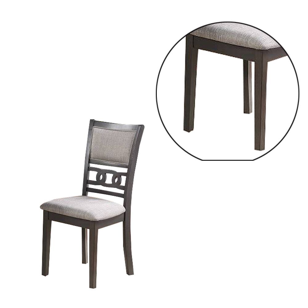 Alt View 1. Manhattan Lane - Fabric Upholstered Dining Chair with Panel Back, Knot Cut Outs, Set of 2 - Gray.