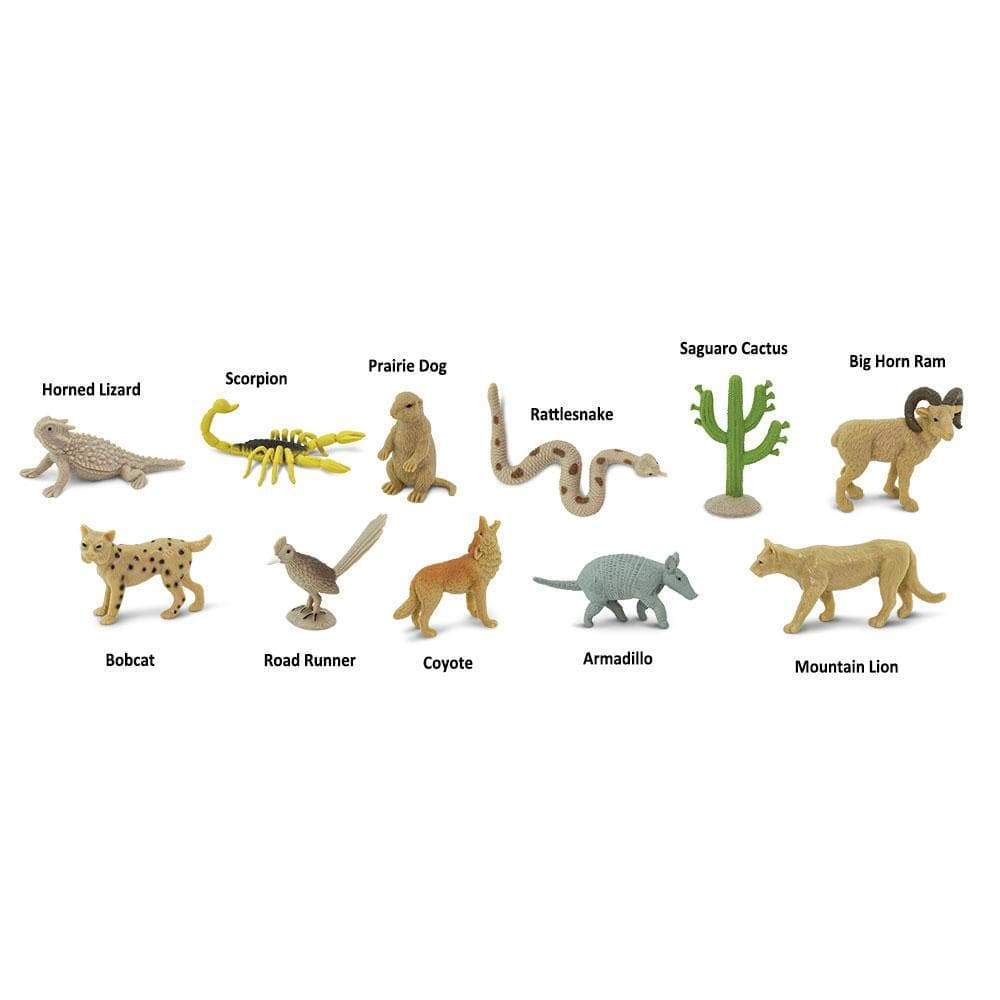 Horned Lizard  
Scorpion  
Prairie Dog  
Rattlesnake  
Saguaro Cactus  
Big Horn Ram  
Bobcat  
Road Runner  
Coyote  
Armadillo  
Mountain Lion