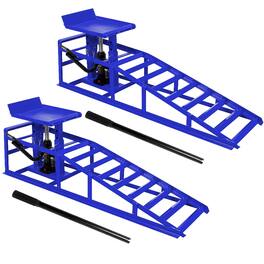 Ropilly - 5 Ton Hydraulic Car Ramps Truck Service Lifts with Pedal Auto Repair Frame 2 Pack Blue