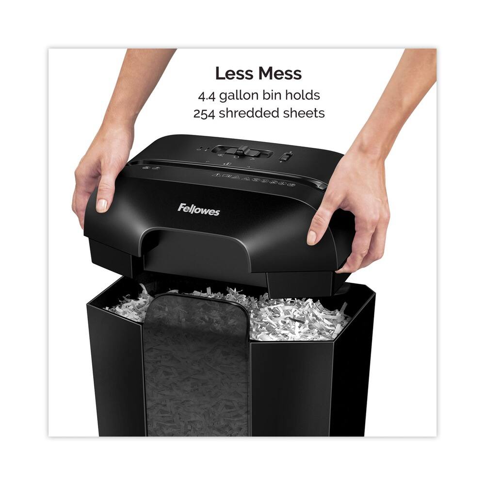 Less Mess  
4.4 gallon bin holds 254 shredded sheets  
Fellowes