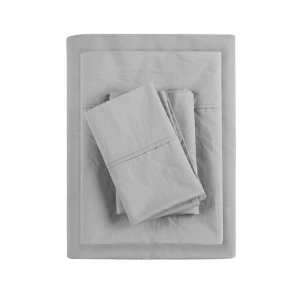 Front. Gracie Mills - Gracie Mills Clementine 200 Thread Count Year-Round Cotton Percale Sheet Set - Grey.