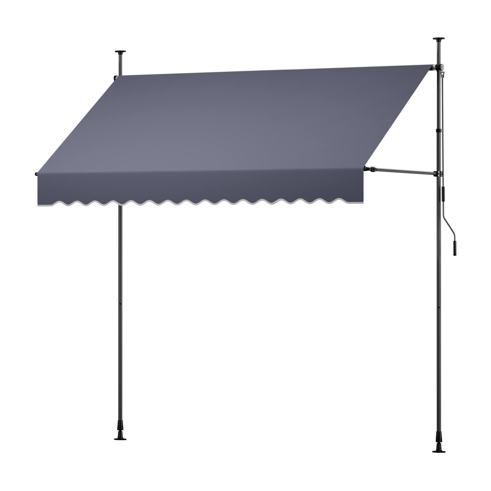 Alt View 5. VEVOR - Manual Retractable Awning, 98" Outdoor Retractable Patio Awning Sunshade Shelter, Height Adjustable Patio Door Window - Dark Gray.
