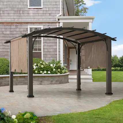 Front. SUNJOY - 10x12 Dylon V.3A arched roof Pergola(Heat transfer Post) - brown.