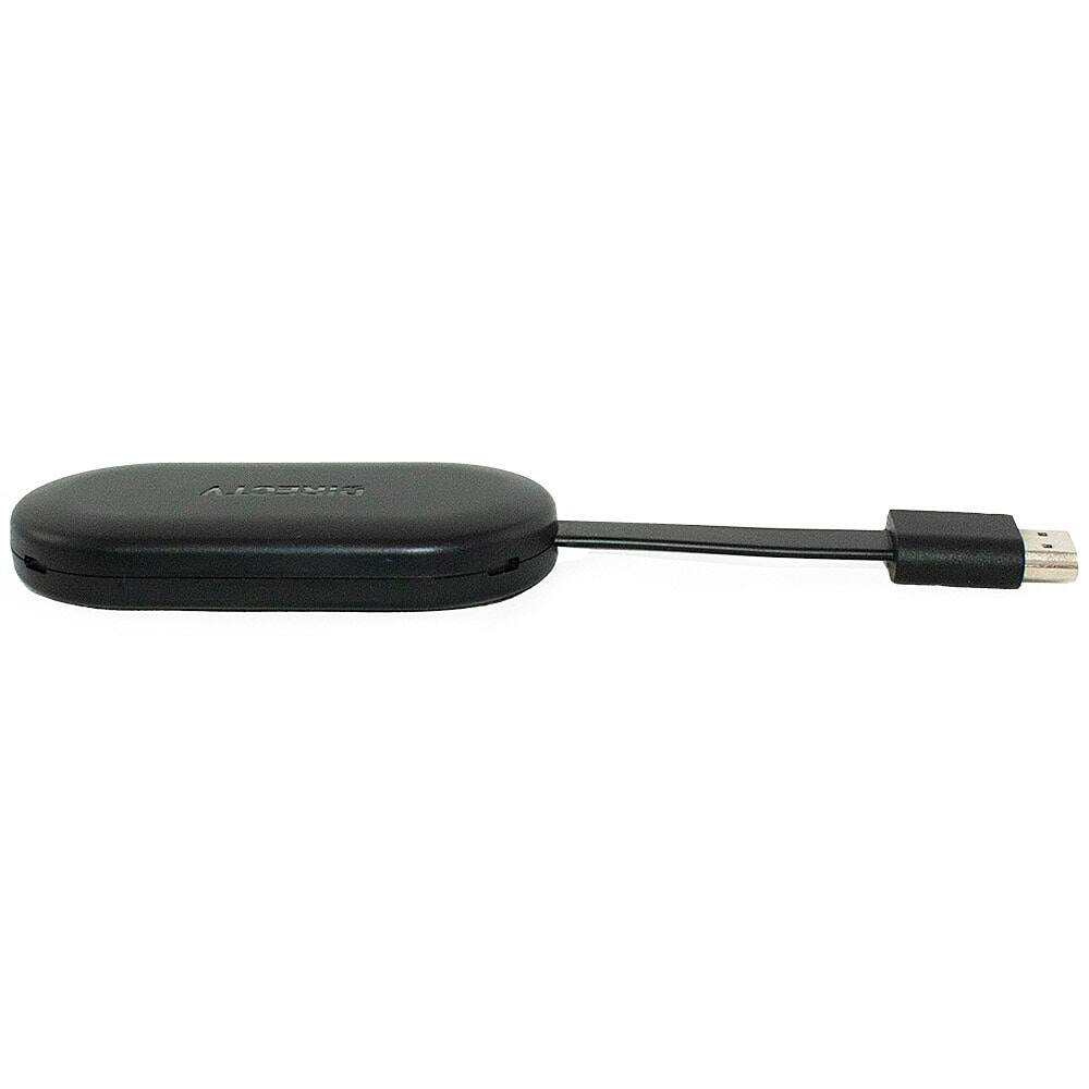 Left. DirecTV - Gemini Air Streaming Box For Internet-Only Customers - 4K HDR HDMI Dongle with Voice Remote - Live TV, Cloud DVR - Black.