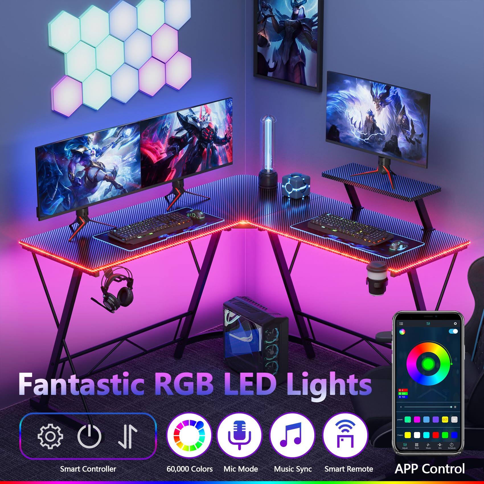 Fantastic RGB LED Lights 1L Smart Controller 50,000 Colors Mic Mode Music Sync Smart Remote APP Control