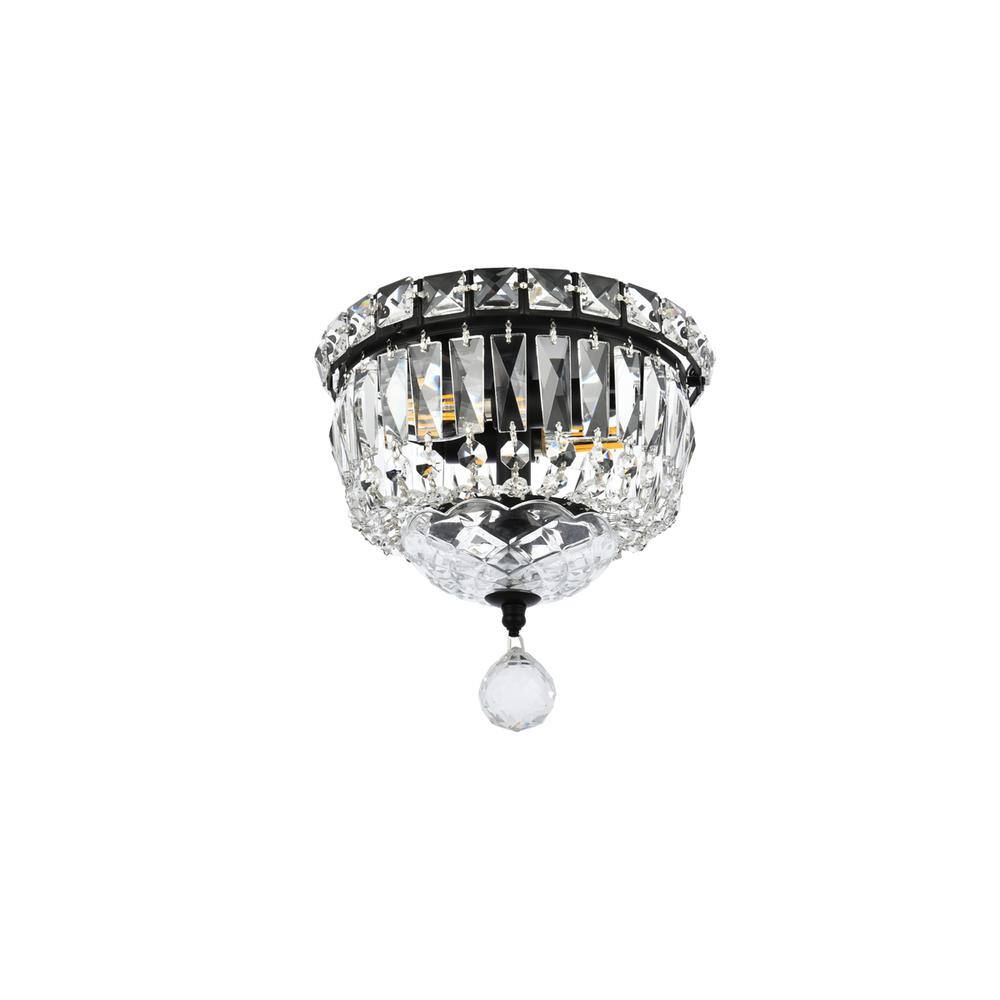 Back. Elegant Lighting - Tranquil 8 inch black flush mount - Black And Clear.