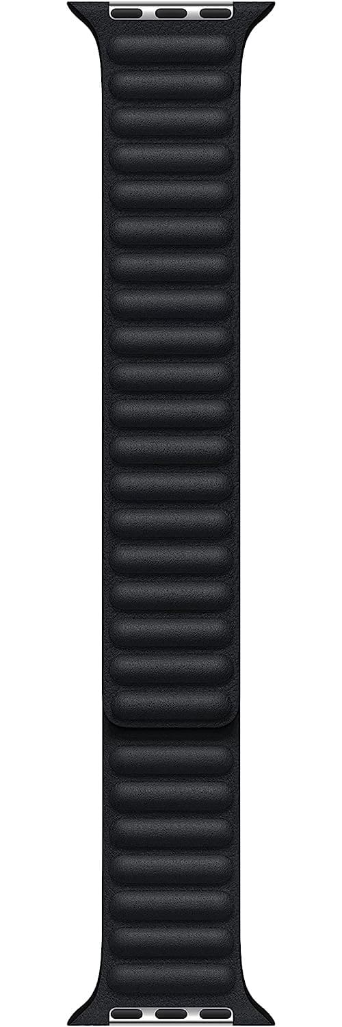 Apple - Watch Band - Leather Link (45mm) - Midnight - M/L - Black