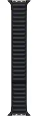 Front. Apple - Apple Watch Band - Leather Link - (45mm) - Midnight - Black.