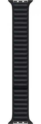 Front. Apple - Apple Watch Band - Leather Link - (45mm) - Midnight - Black.