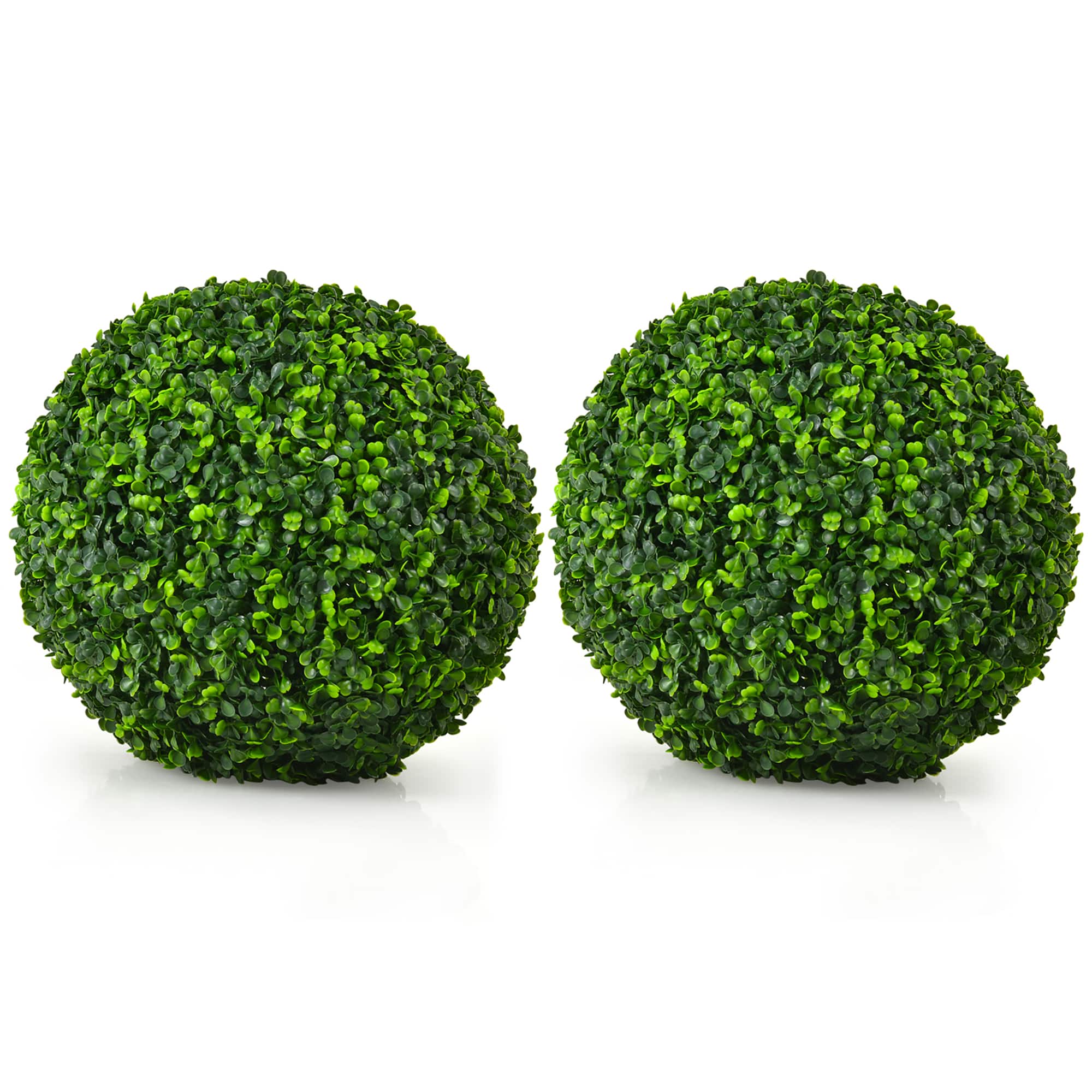 Front. Costway - Costway 2 PCS 15.7" Artificial Boxwood Topiary Balls UV Protected Indoor Outdoor - Green.