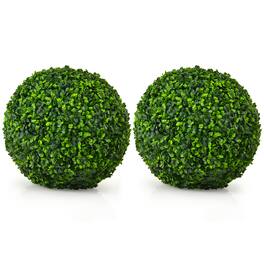 Costway - 2 PCS 15.7" Artificial Boxwood Topiary Balls UV Protected Indoor Outdoor - Green