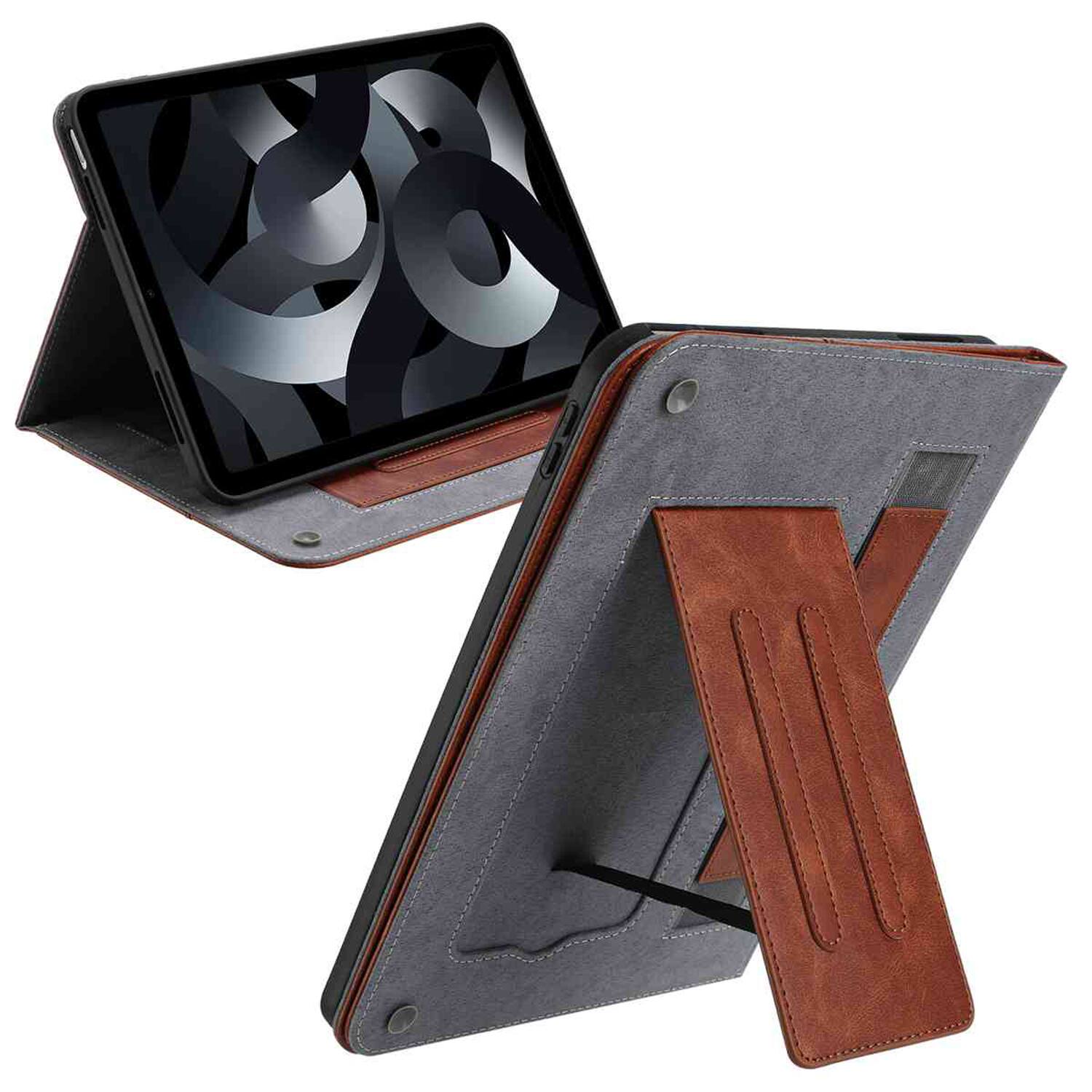 Alt View 3. Dteck - Retro PU Leather Folio Case for Apple iPad (A16) 11" 2025/iPad 10th Generation 2022,Shockproof Flip Kickstand Cover - Brown.