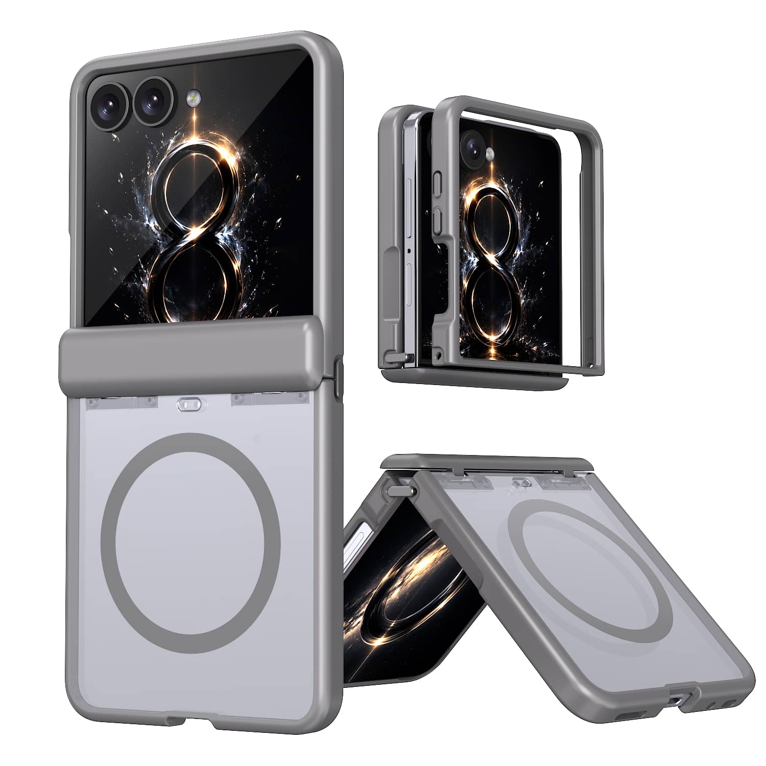 Dteck - Rugged Magnetic Case For Samsung Galaxy Z Flip8 Shockproof Matte Anti-Fingerprint Cover Hinge Protection - Gray price history on PriceWatchPro