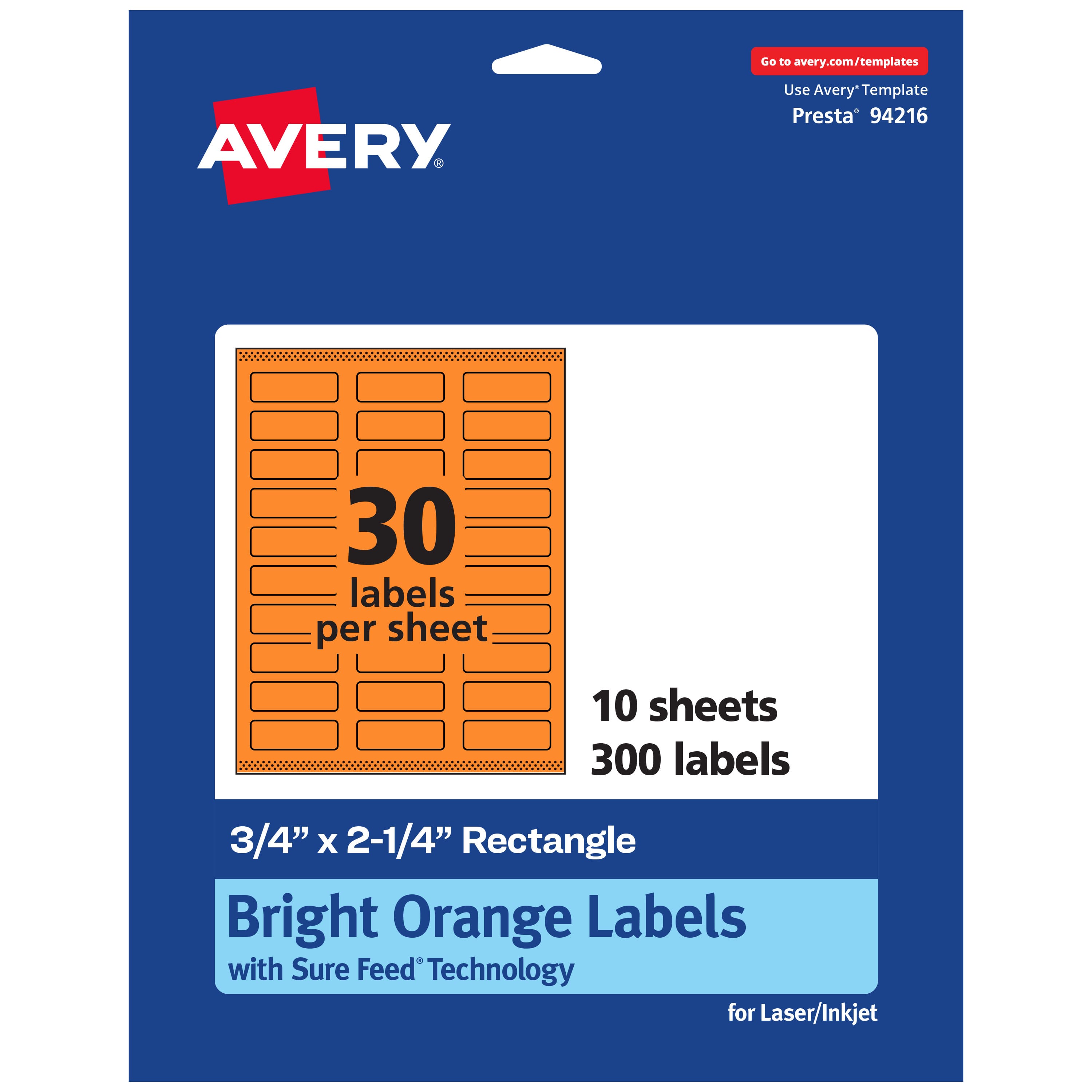 "Avery - Printable Rectangle Labels, Bright 0.75"" x 2.25"", 300ct - Orange" price history on PriceWatchPro